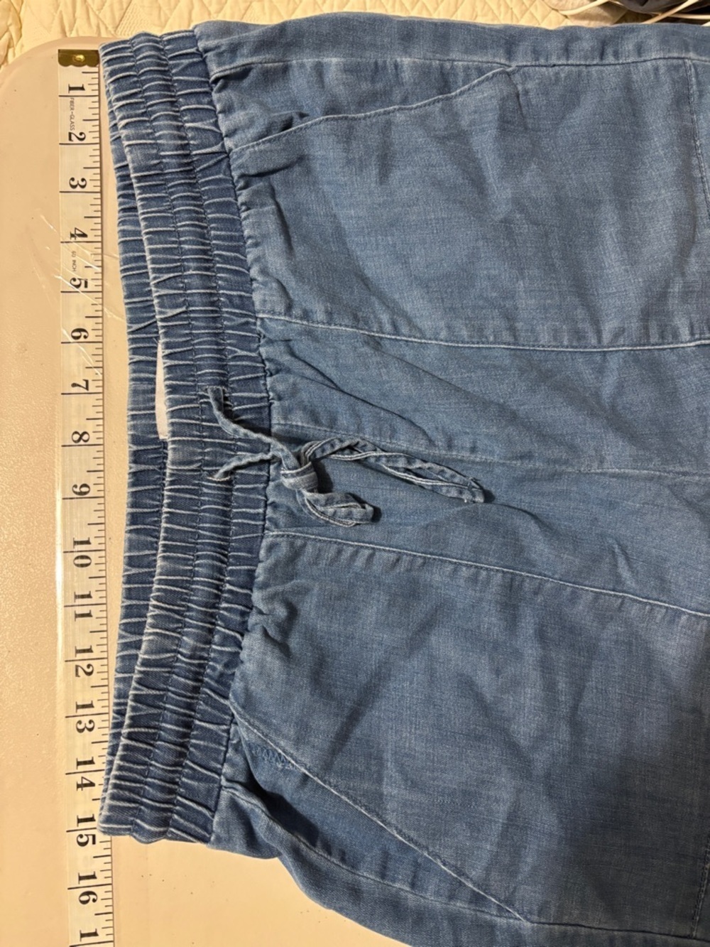 Oat New York Indigo Chambray Denim Joggers Size Medium Model Off Duty Soft Drape - Picture 6 of 12